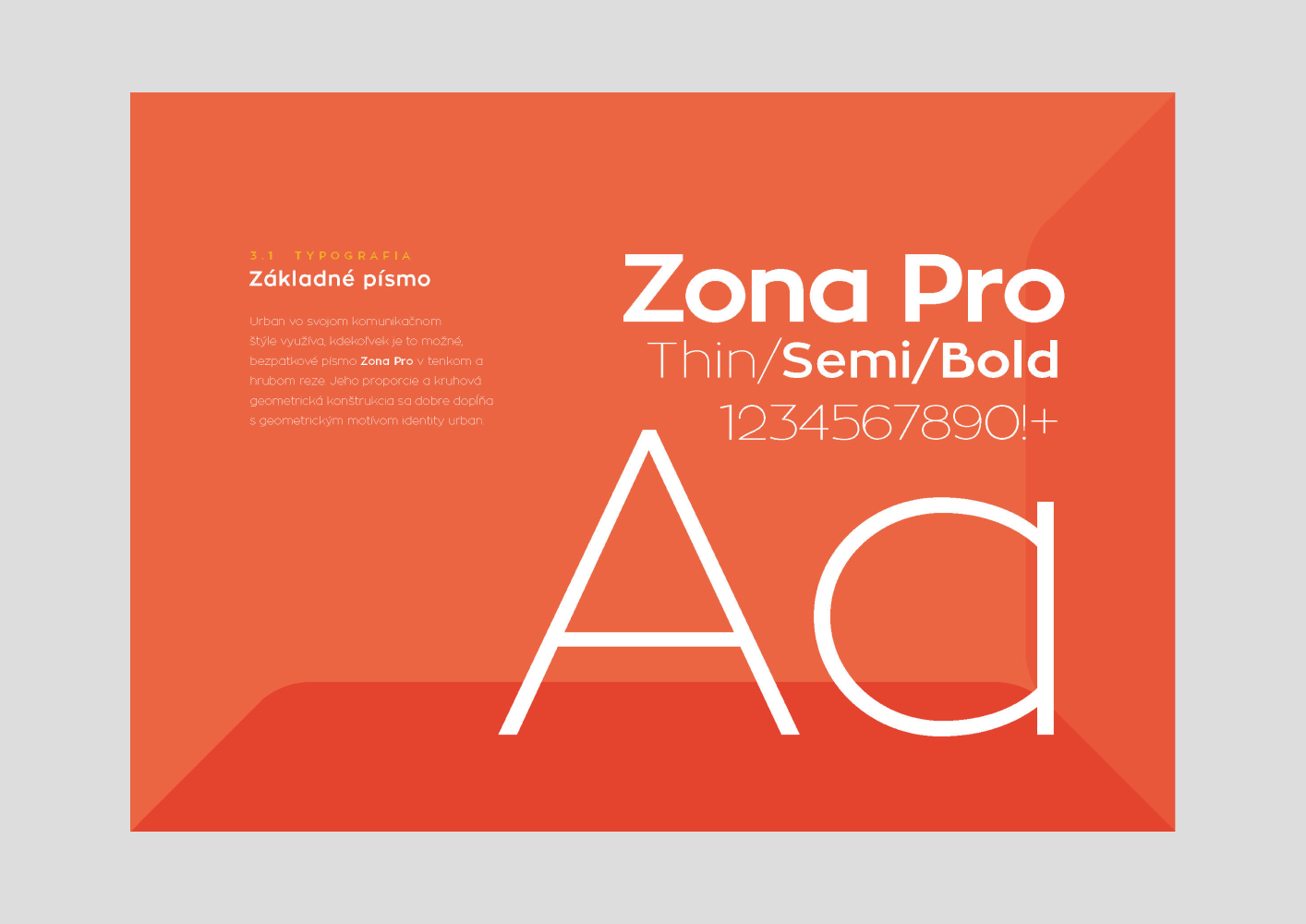 URBAN — typografická ukážka v červenom poli